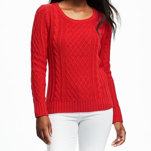 Old Navy Sweaters - Old Navy Classic Red Cable Knit Women's Sweater Size Medium